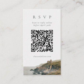 QR-Code Misty Irish Coast Cliff Hochzeit RSVP Kart Begleitkarte