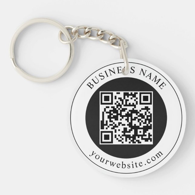 QR-Code mit bearbeitbarem Firmennamen Schlüsselanhänger (Vorderseite)