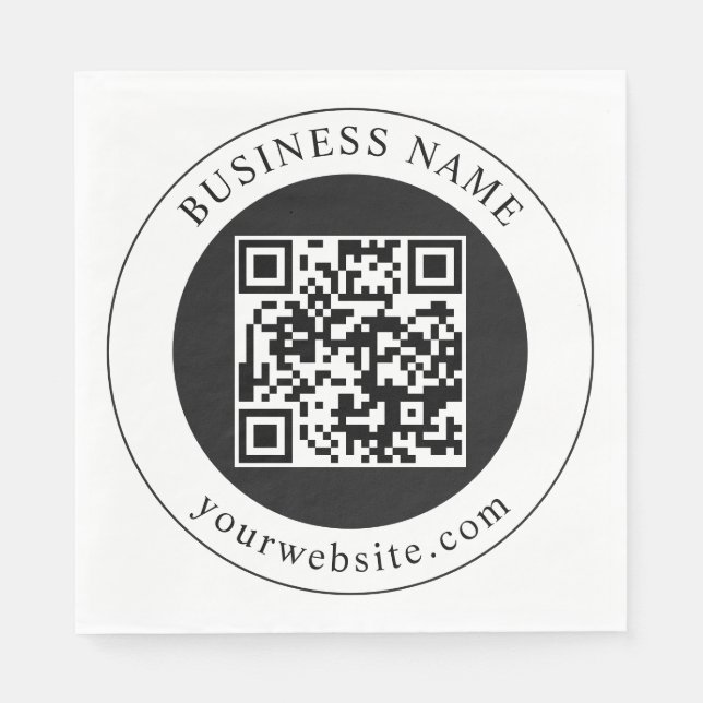 QR-Code mit bearbeitbarem Firmennamen Serviette (Vorderseite)