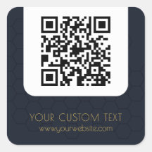 QR Code mit benutzerdefiniertem Text, blau elegant