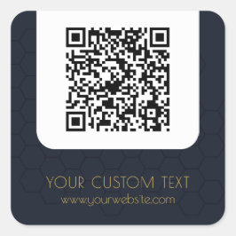 QR Code mit benutzerdefiniertem Text, blau elegant Quadratischer Aufkleber