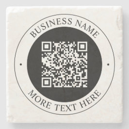 QR-Code mit editierbarem Firmenname und kreisförmi Steinuntersetzer
