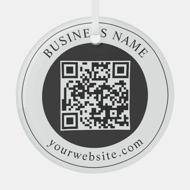 QR-Code mit editierbarem Firmennamen Ornament Aus Glas (Vorderseite)