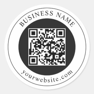 QR-Code mit editierbarem Firmennamen Runder Aufkleber