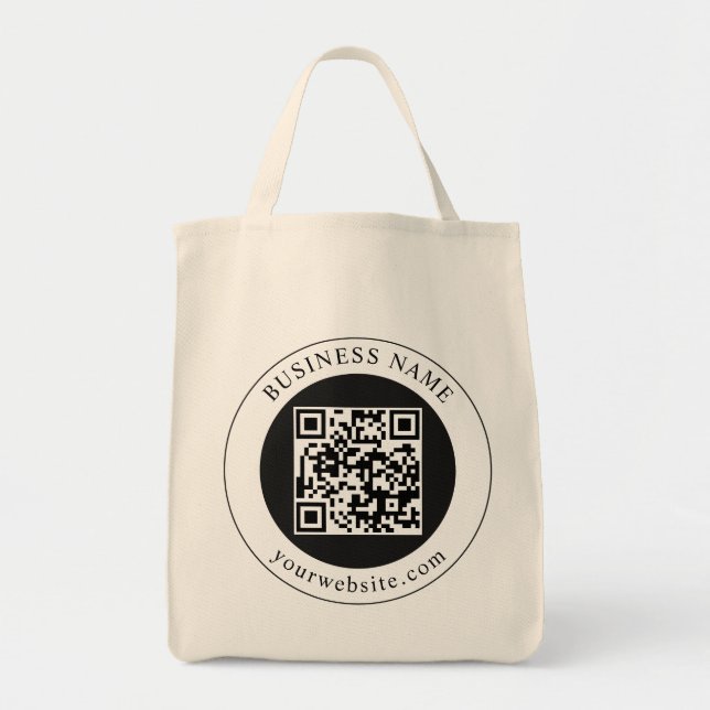 QR-Code mit editierbarem Firmennamen Tragetasche (Vorne)