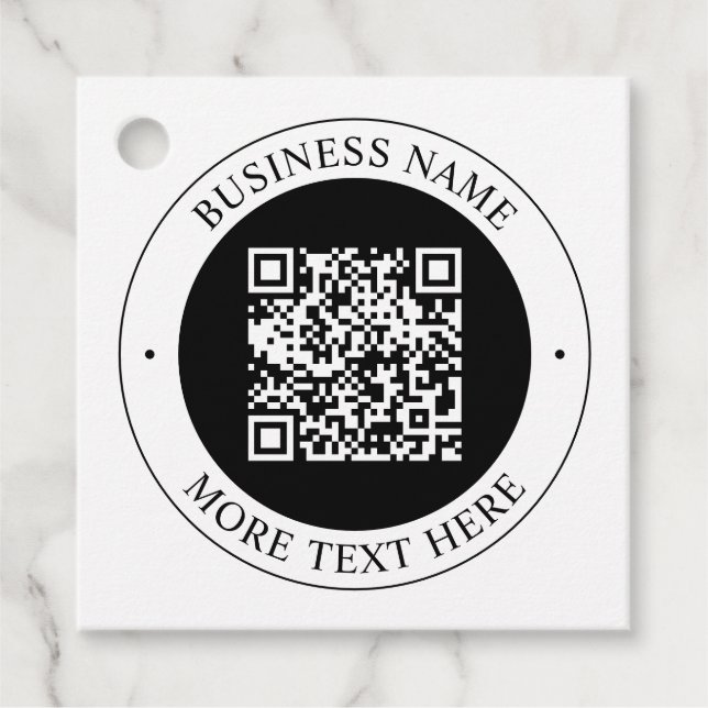 QR-Code mit editierbarem Firmennamen und kreisförm Geschenkanhänger (Vorderseite)