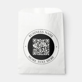 QR-Code mit editierbarem Firmennamen und kreisförm Geschenktütchen