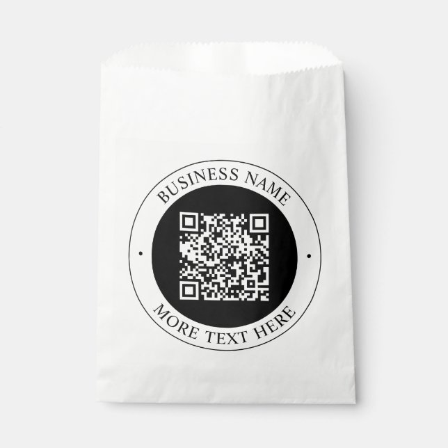 QR-Code mit editierbarem Firmennamen und kreisförm Geschenktütchen (Vorderseite)