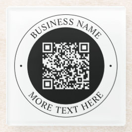 QR-Code mit editierbarem Firmennamen und kreisförm Glasuntersetzer