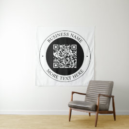 QR-Code mit editierbarem Firmennamen und kreisförm Wandteppich