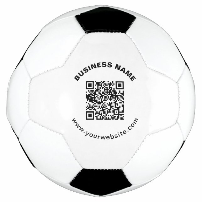 QR-Code mit Firmenname Fett Kreis Text Fußball (Vorderseite)