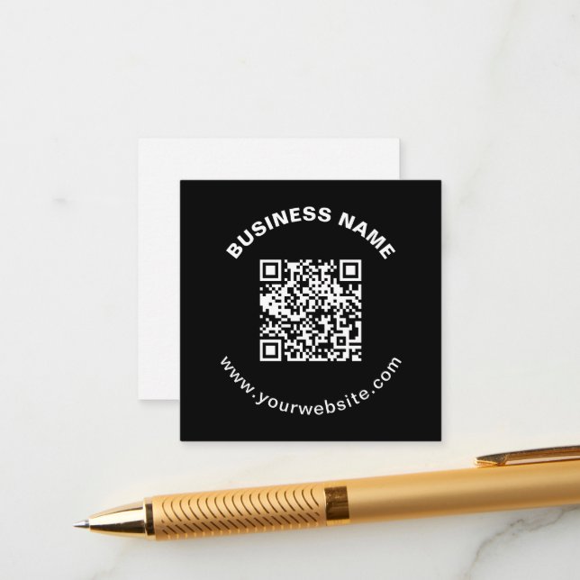 QR-Code mit Firmenname Fett Kreistext Begleitkarte (Vorderseite/Rückseite Beispiel)