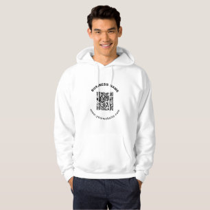 QR-Code mit Firmenname Fett Kreistext Hoodie
