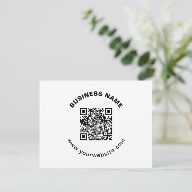 QR-Code mit Firmenname Fett Kreistext Mitteilungskarte (Stehend Vorderseite)