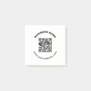 QR-Code mit Firmenname Fett Kreistext Post-it Klebezettel