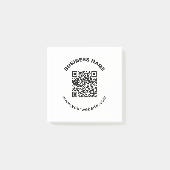 QR-Code mit Firmenname Fett Kreistext Post-it Klebezettel (Vorderseite)