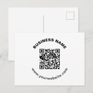 QR-Code mit Firmenname Fett Kreistext Postkarte