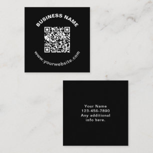 QR-Code mit Firmenname Fett Kreistext Quadratische Visitenkarte