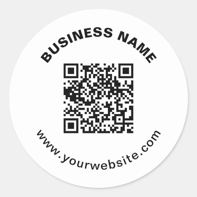 QR-Code mit Firmenname Fett Kreistext Runder Aufkleber (Vorderseite)