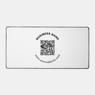 QR-Code mit Firmenname Fett Kreistext Schreibtischunterlage