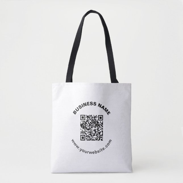 QR-Code mit Firmenname Fett Kreistext Tasche (Vorderseite)
