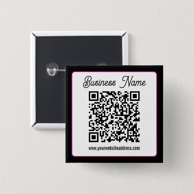 QR-Code mit kursorischer Handschrift Button (Vorne & Hinten)