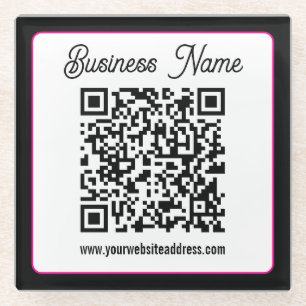 QR-Code mit kursorischer Handschrift Glasuntersetzer