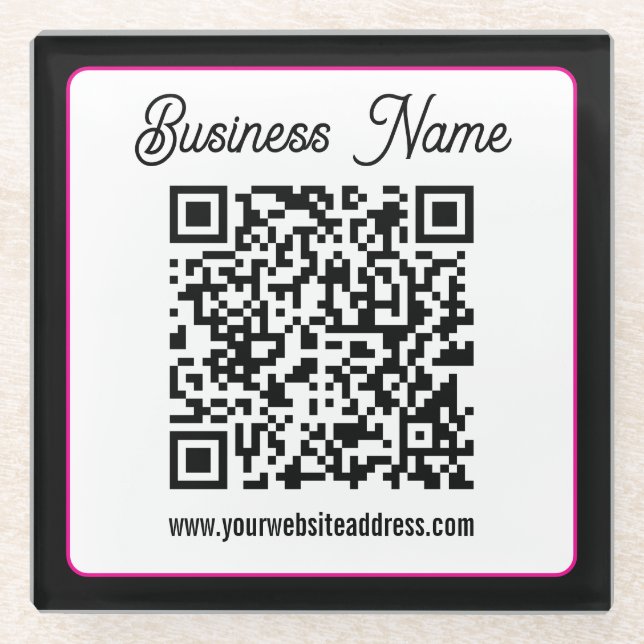 QR-Code mit kursorischer Handschrift Glasuntersetzer (Vorderseite)