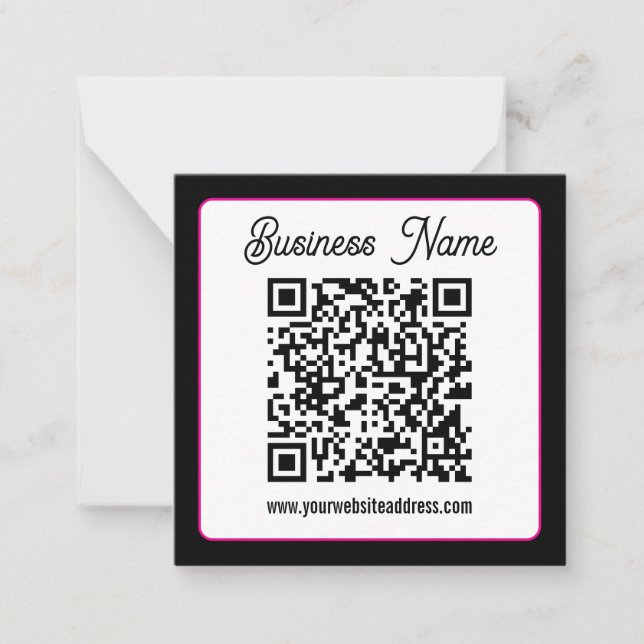 QR-Code mit kursorischer Handschrift Mitteilungskarte (Vorderseite)