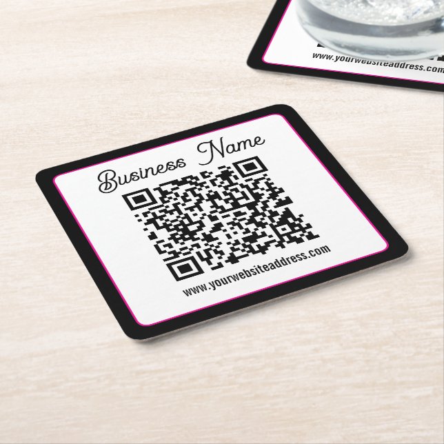 QR-Code mit kursorischer Handschrift Rechteckiger Pappuntersetzer (angewinkelt)