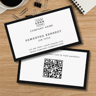 QR-Code mit schwarzer Umrandung, professionelles i Visitenkarte