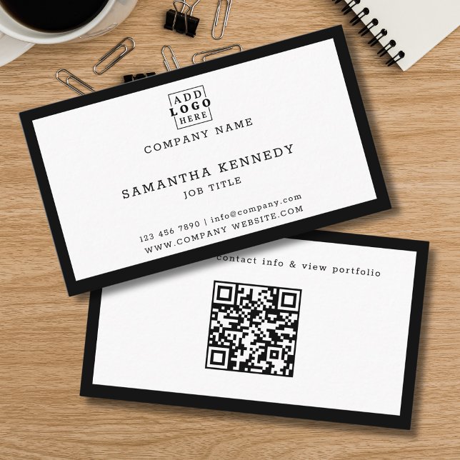 QR-Code mit schwarzer Umrandung, professionelles i Visitenkarte (Von Creator hochgeladen)