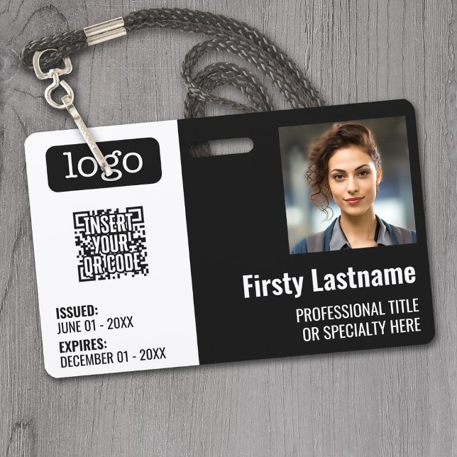 QR-Code, Mitarbeiter-Foto, Logo, Name, Ablaufdatum Ausweis (Custom Employee ID Badges - thick plastic with full color print)