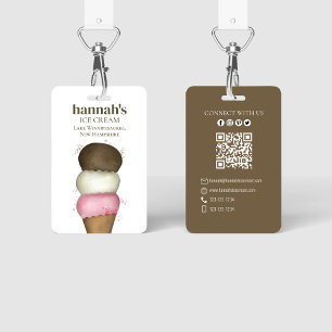 QR-Code-Mitarbeitername-Vorlage für Eiscreme-Gesch Ausweis