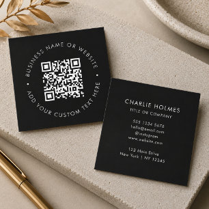QR Code   Modern Black Professional Scan Me Quadratische Visitenkarte