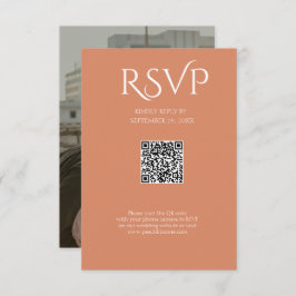 QR Code Modern Minimalistic Bright Copper Wedding RSVP Karte