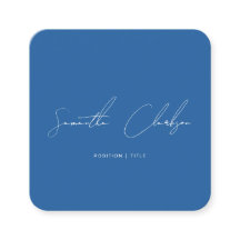 QR-Code Modern Minimalistisch Blau Handschrift Sch