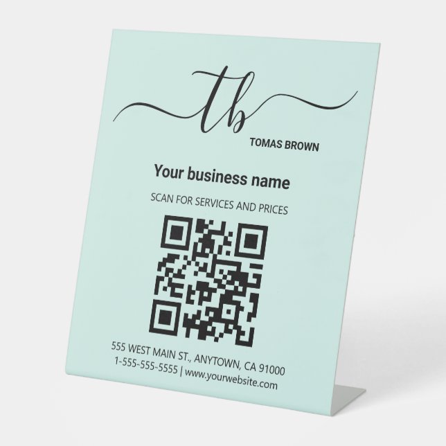 QR-Code Modern Minimalistisch einfach Sockelschild (Vorderseite)