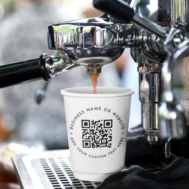 QR-Code | Modern Minimalistisch sauber, einfach we Pappbecher (Interactive editable QR code paper cups to promote your business, products or services.)