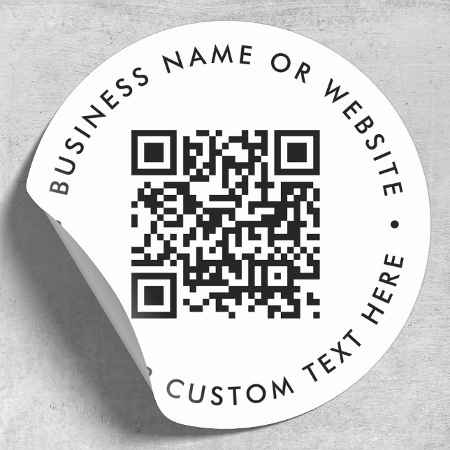 QR-Code | Modern Minimalistisch sauber, einfach we Runder Aufkleber (Custom QR code stickers for your small business)