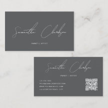 QR-Code Modern Rein Dunkelgrau Handschriftlich Skr