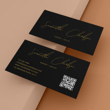 QR-Code Modern Schwarz & Gold Handschrift-Skript