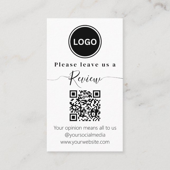 QR-Code Modern | Verlass uns eine Überprüfung Visitenkarte (Vorderseite)