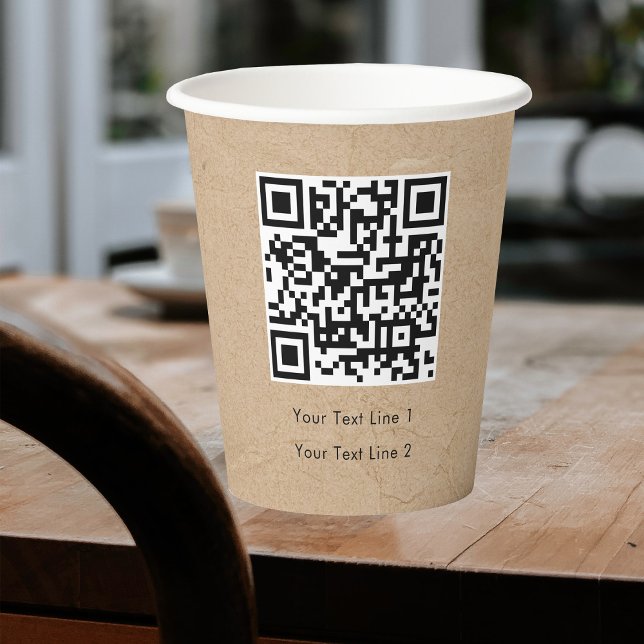 QR-Code Moderne Berufliche Kraft Brown Pappbecher (Von Creator hochgeladen)