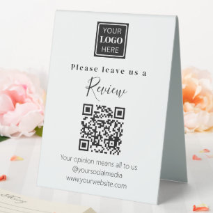 QR-Code Moderne Bitte Verlass uns einen Überblick Tischaufsteller