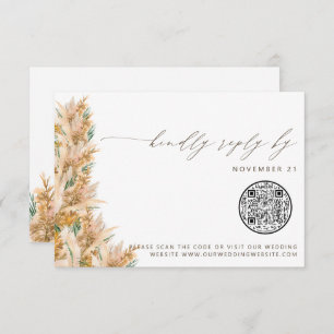QR Code Moderne Boho Pampas Mariage Grass RSVP