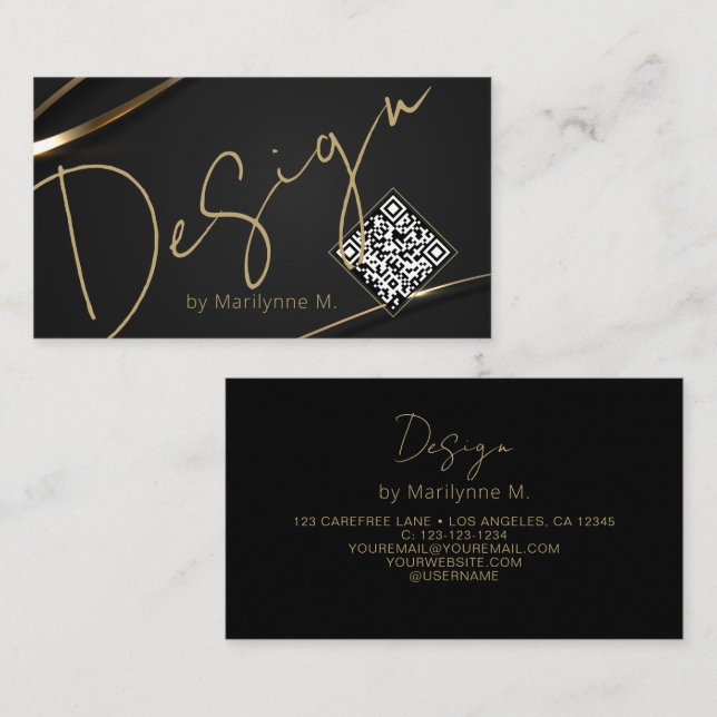 QR Code Moderne Chic Design Carte de visite (Devant / Derrière)