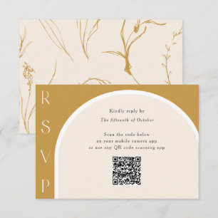 QR-Code Moderne einfache Bogen-Erde Ton Hochzeit R RSVP Karte