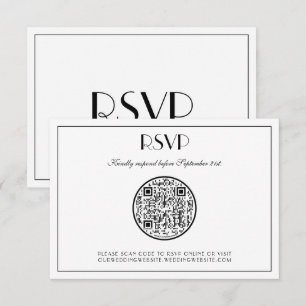 QR Code Moderne Elegante Art Deco Hochzeit RSVP Ka
