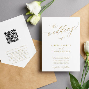 QR-Code Moderne, elegante Goldhochzeit Einladung